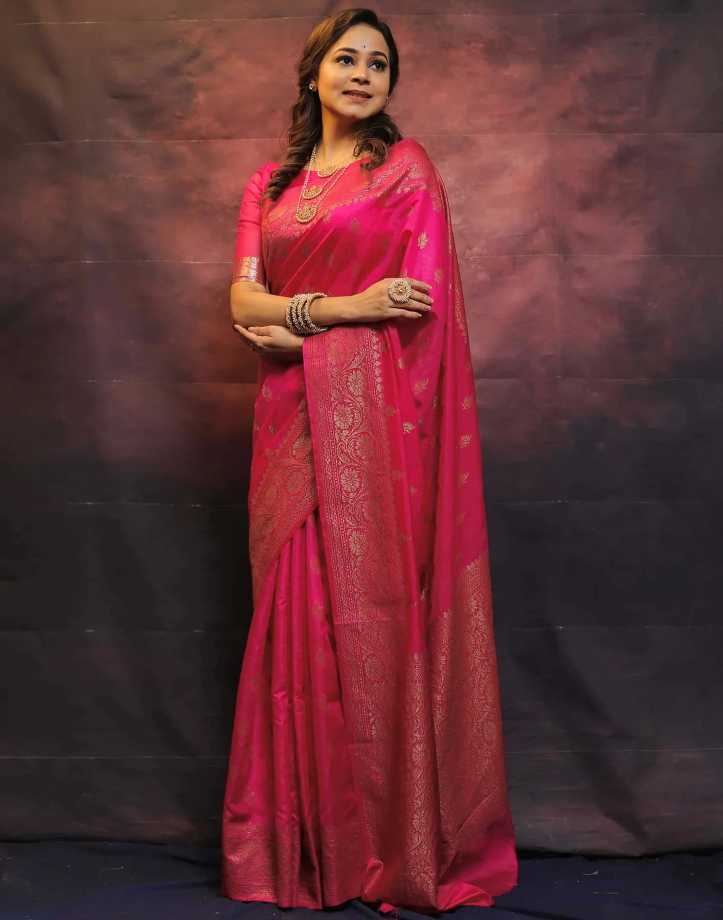 Denouement Pink Kanjivaram Silk Saree With Felicitous Blouse Piece