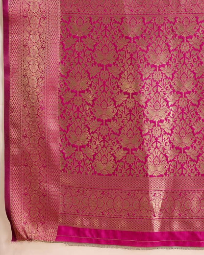 Charming Pink Soft Banarasi Silk Saree With Pretty Blouse Piece