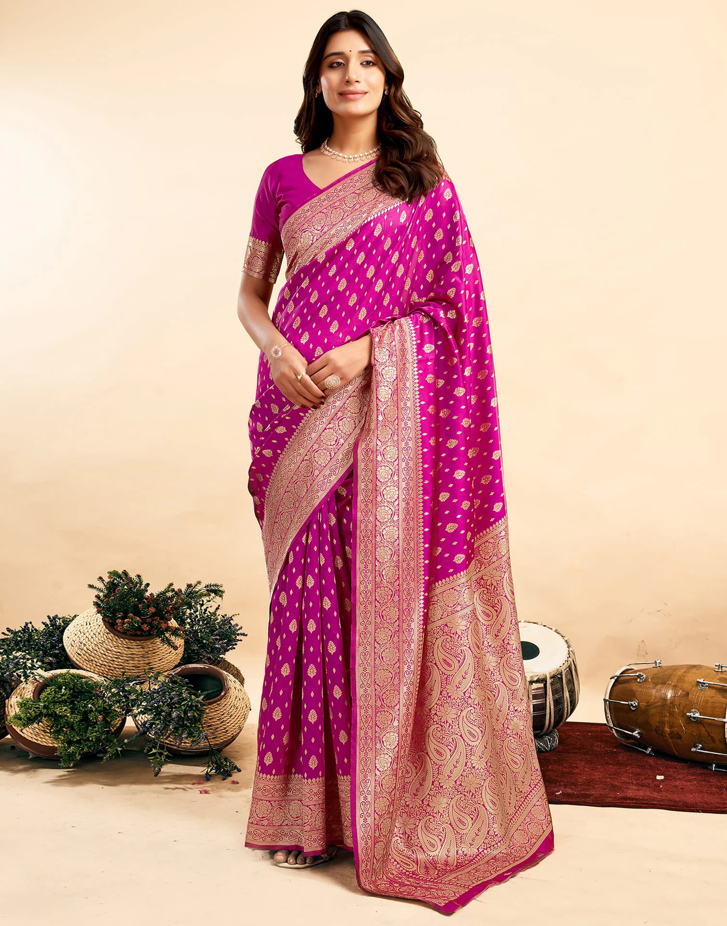 Incredible Pink Kanjivaram Silk With Demure Blouse Piece