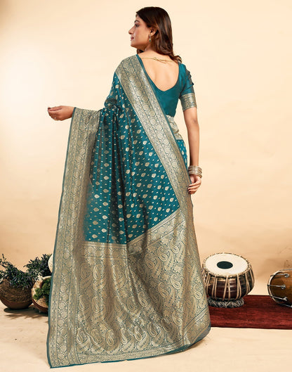 Incredible Dark Green Kanjivaram Silk With Demure Blouse Piece