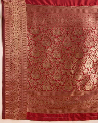 Charming Red Soft Banarasi Silk Saree With Pretty Blouse Piece