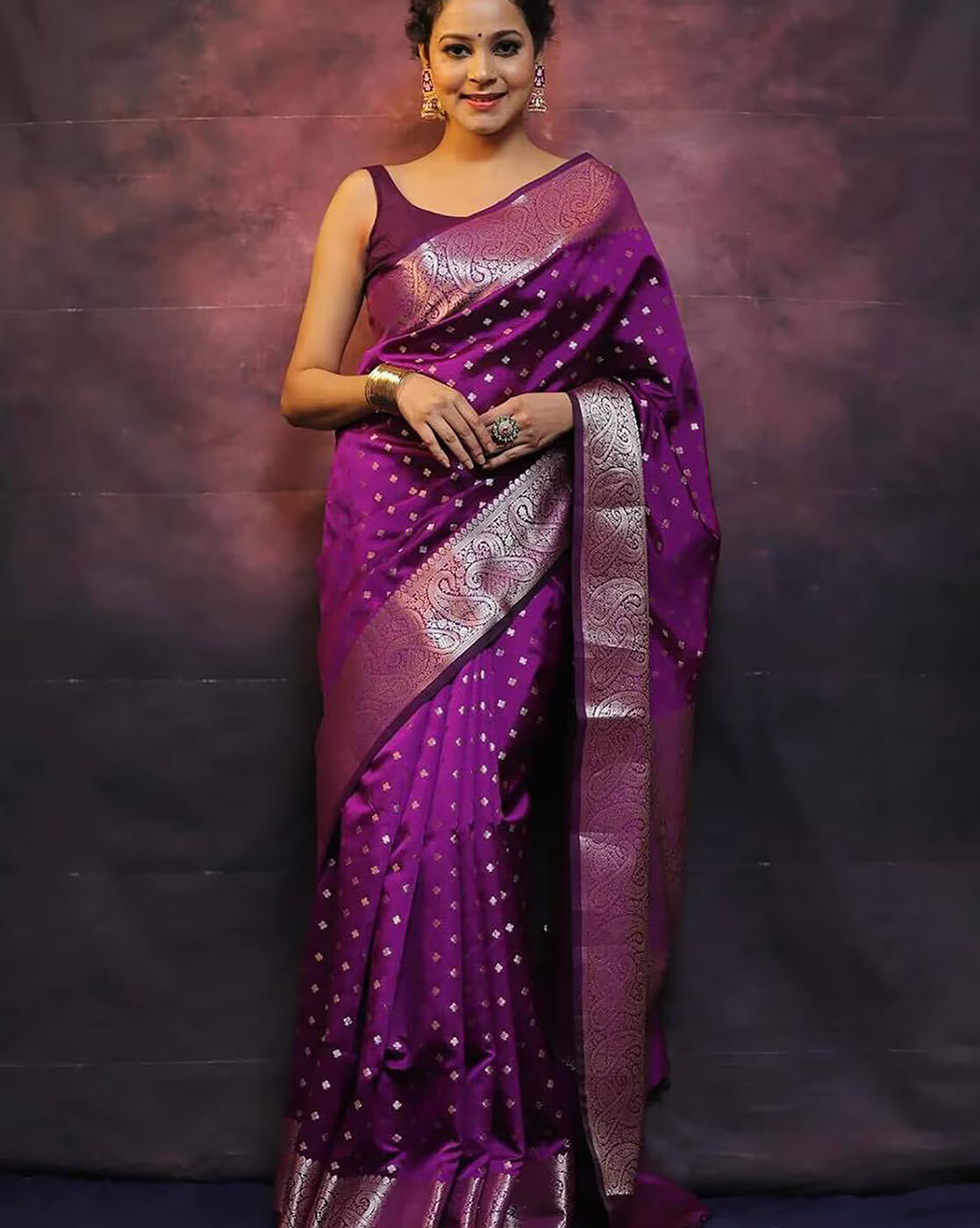 Unique Purple Soft Banarasi Silk Saree With Winsome Blouse Piece