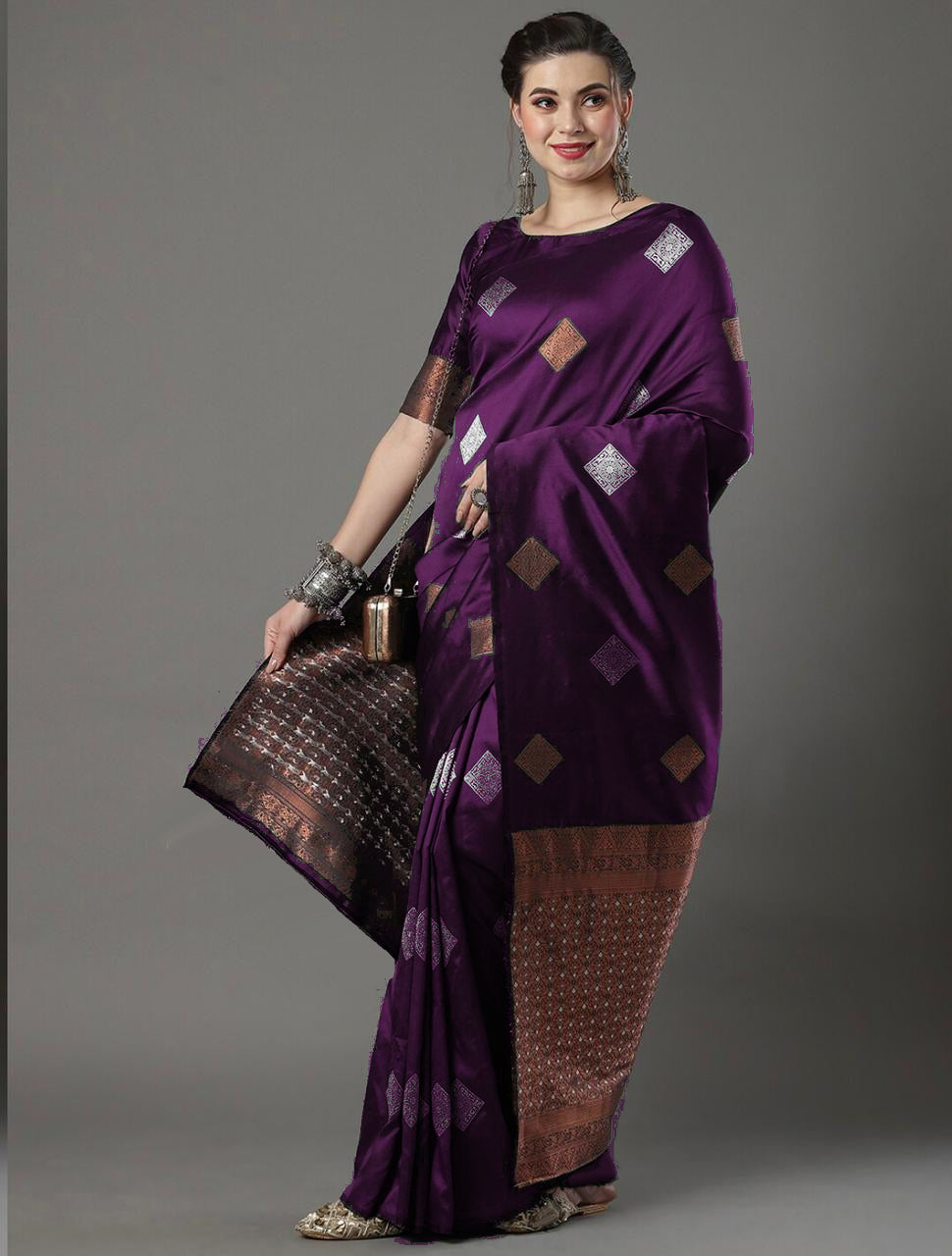 Adorable Wine Soft Silk Saree With Evocative Blouse Piece