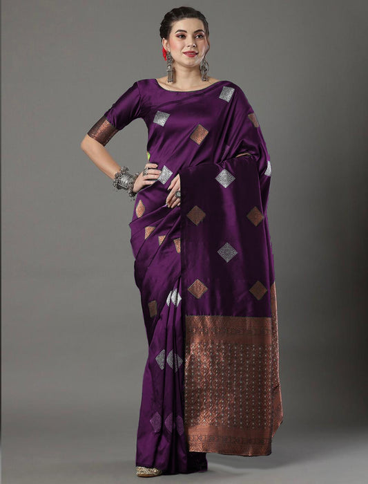 Adorable Wine Soft Silk Saree With Evocative Blouse Piece