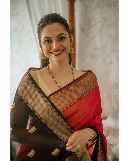 Marvellous Orange Soft Silk Saree With Unique Blouse Piece