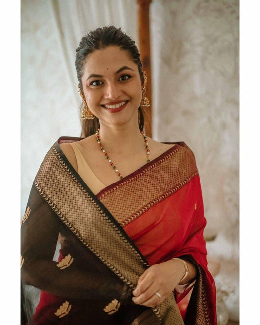 Marvellous Orange Soft Silk Saree With Unique Blouse Piece