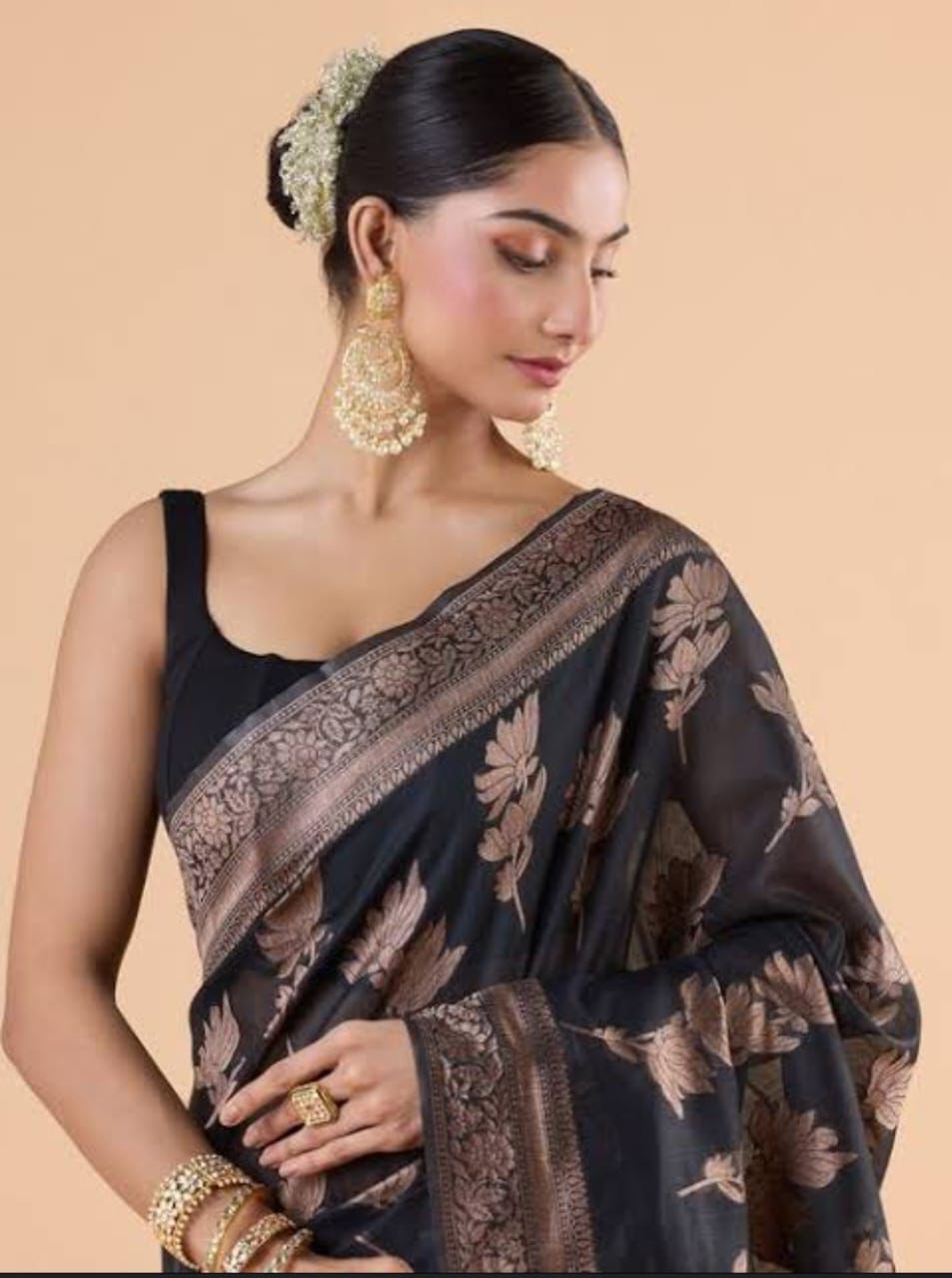 Petrichor Black Soft Silk Saree With Rhapsodic Blouse Piece