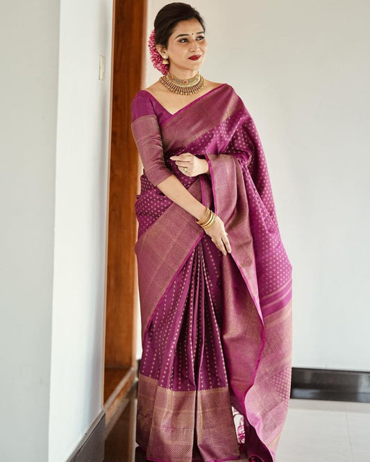 Stylish Pink Soft Silk Saree With Unique Pink Blouse Piece