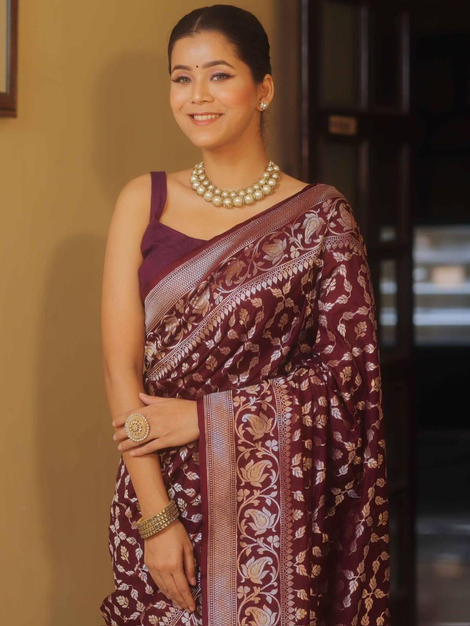 Blooming Maroon Soft Silk Saree With Vivacious Blouse Piece 0 Reviews