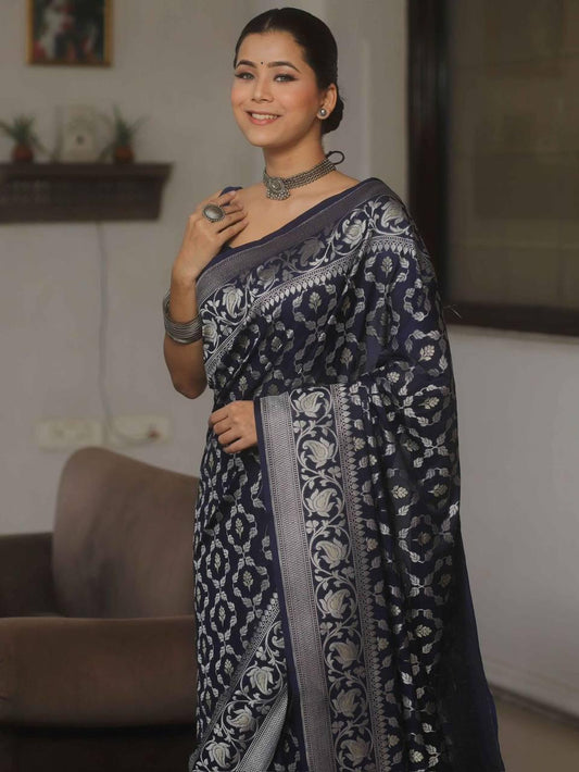 Petrichor Black Soft Silk Saree With Rhapsodic Blouse Piece