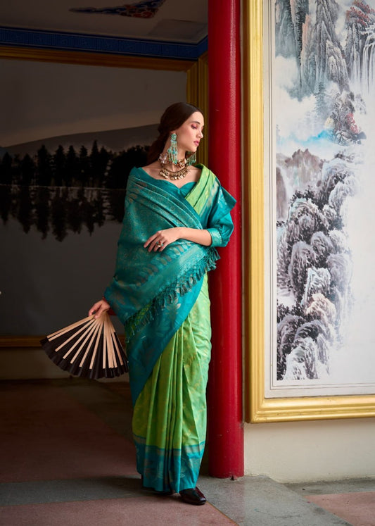 Imaginative Royal Blue Soft Silk Saree With Ratatouille Blouse Piece
