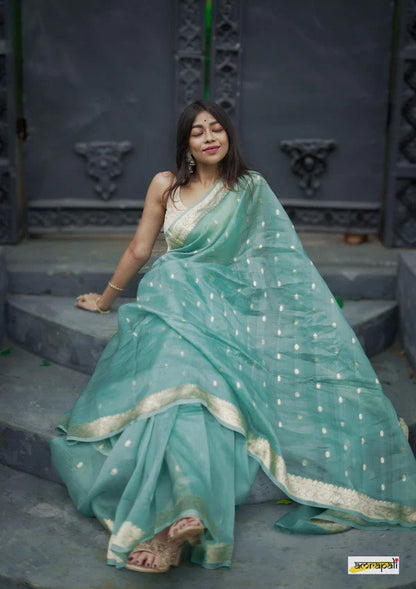 Sophisticated Sky Soft Silk Saree with Comely Blouse Piece