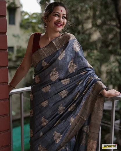 Admirable Grey Soft Silk Saree With Denouement Blouse Piece