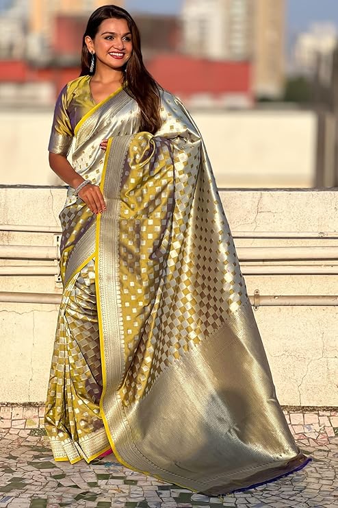 Extraordinary Yellow Soft Silk Saree With Glowing Blouse Piece