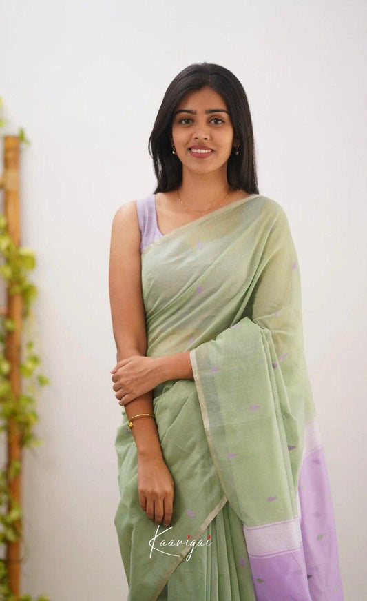 Prettiest Green And Purple Pure Viscose Chiffon Silk Saree With Twirling Blouse Piece