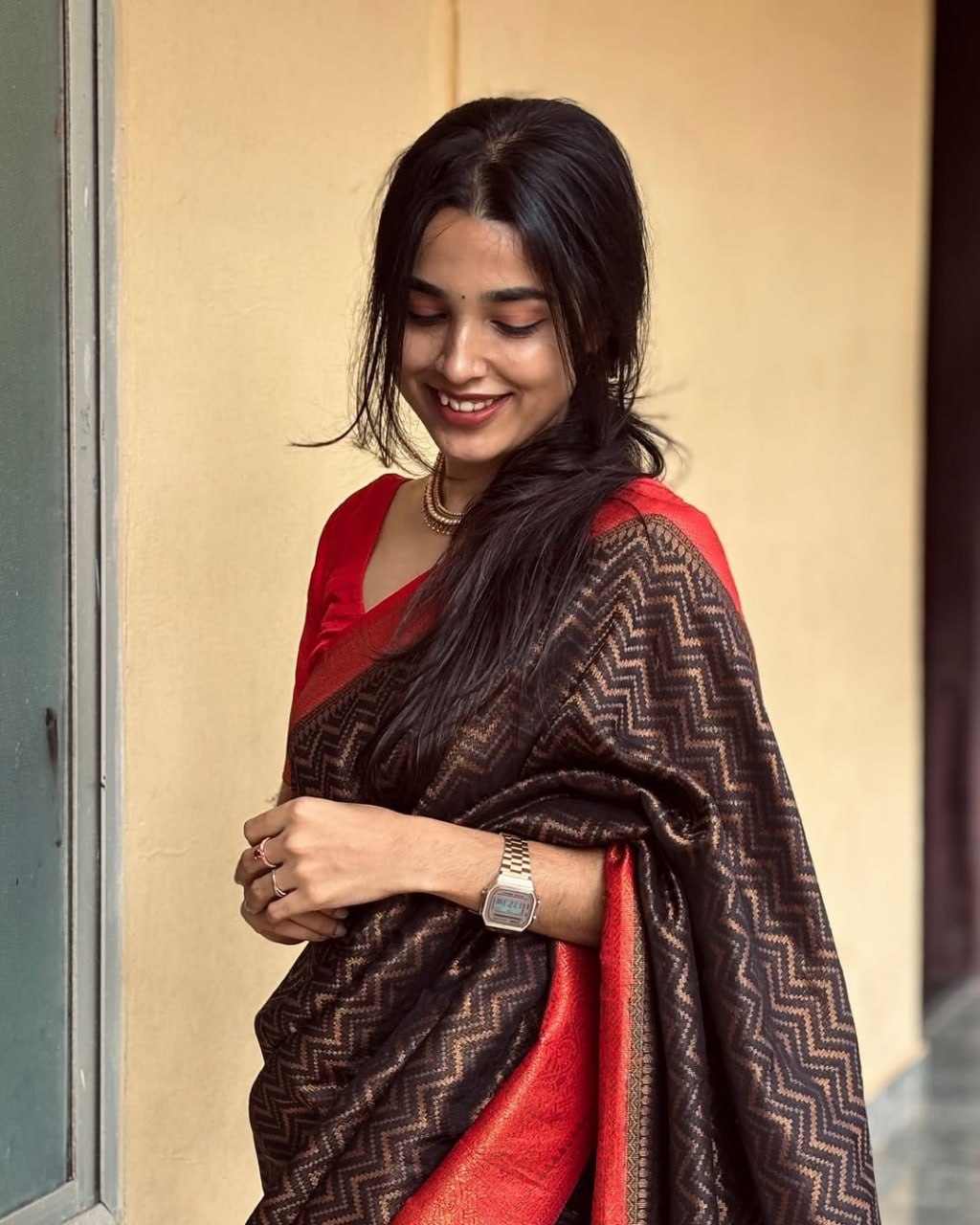 Bewitching Brown Paithani Silk Saree With Angelic Blouse Piece