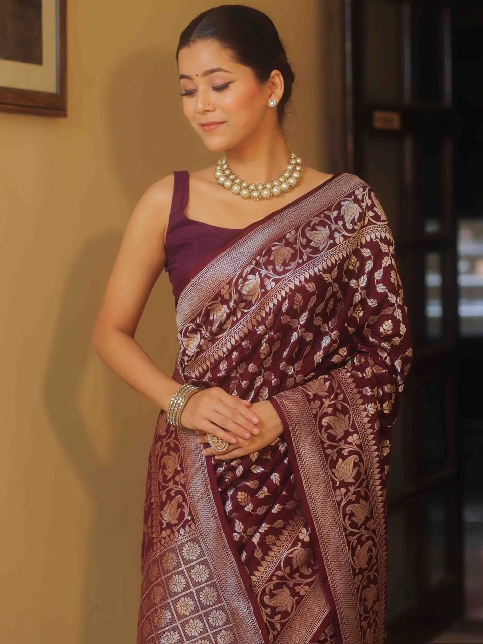 Blooming Maroon Soft Silk Saree With Vivacious Blouse Piece 0 Reviews