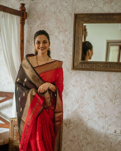 Marvellous Orange Soft Silk Saree With Unique Blouse Piece