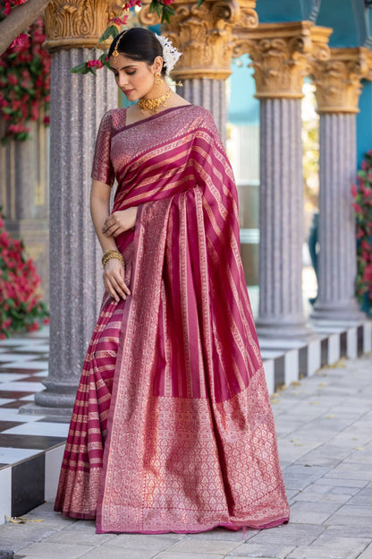 Incomparable Baby Pink Pink Soft Silk Saree With Snazzy Blouse Piece