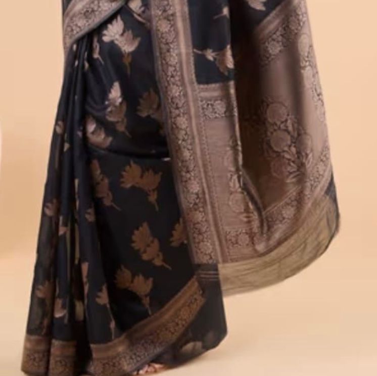 Petrichor Black Soft Silk Saree With Rhapsodic Blouse Piece