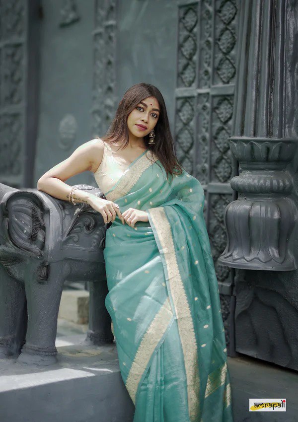 Sophisticated Sky Soft Silk Saree with Comely Blouse Piece