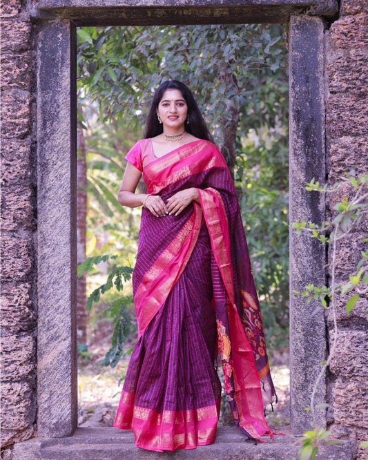 Resplendent Purple Soft Banarasi Silk Saree With Felicitous Blouse Piece