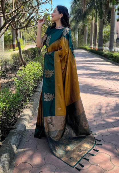 Sensational Yellow Soft Silk Saree With Angelic Blouse Piece