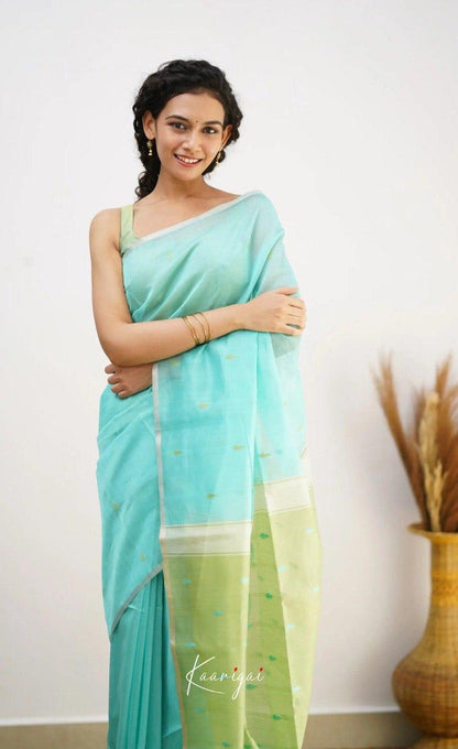 Beautiful Blue Soft Silk Saree With Hypnotic Blouse Piece