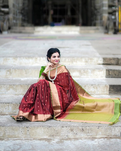 Blooming Maroon Soft Silk Saree With Vivacious Blouse Piece
