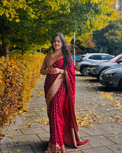 Classy Red Soft Silk Saree With Wonderful Blouse Piece