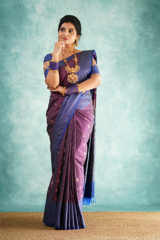 Groovy Royal Purple Paithani Silk Saree With Grandiose Blouse Piece
