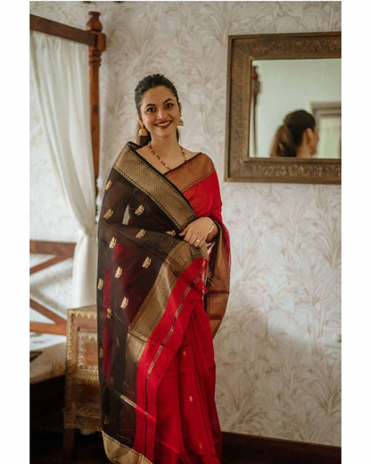 Marvellous Orange Soft Silk Saree With Unique Blouse Piece