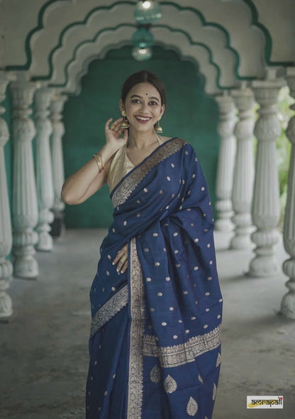 Inspiring Blue Soft Silk Saree With Entrancing Blouse Piece