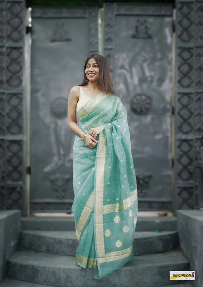 Sophisticated Sky Soft Silk Saree with Comely Blouse Piece