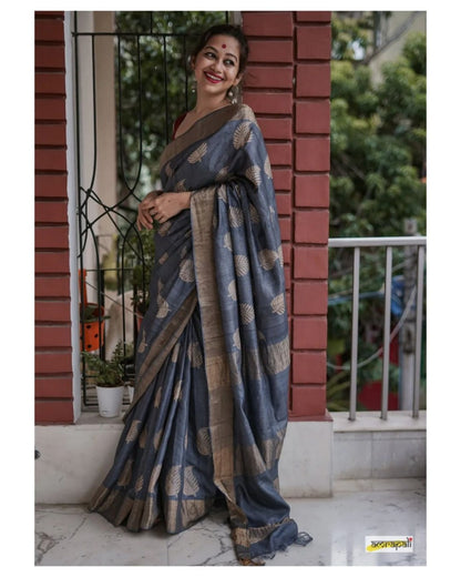 Admirable Grey Soft Silk Saree With Denouement Blouse Piece
