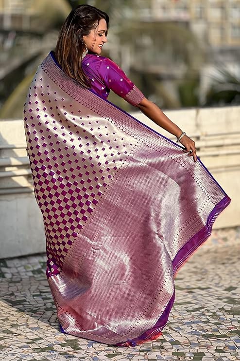 Sonorous Dark Pink Printed Mul Cotton Saree With Verdant Blouse Piece