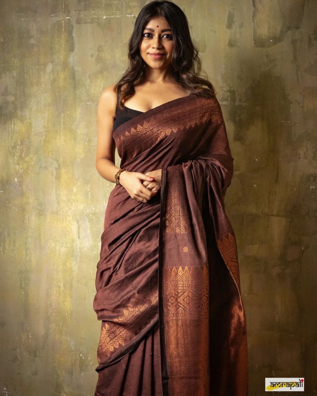 Vibrant Brown Soft Silk Saree With Excellent Blouse Piece