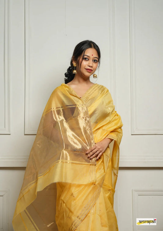 Extraordinary Yellow Soft Silk Saree With Glowing Blouse Piece