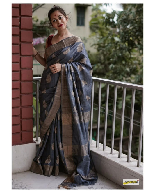 Admirable Grey Soft Silk Saree With Denouement Blouse Piece