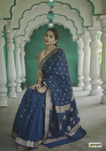 Inspiring Blue Soft Silk Saree With Entrancing Blouse Piece