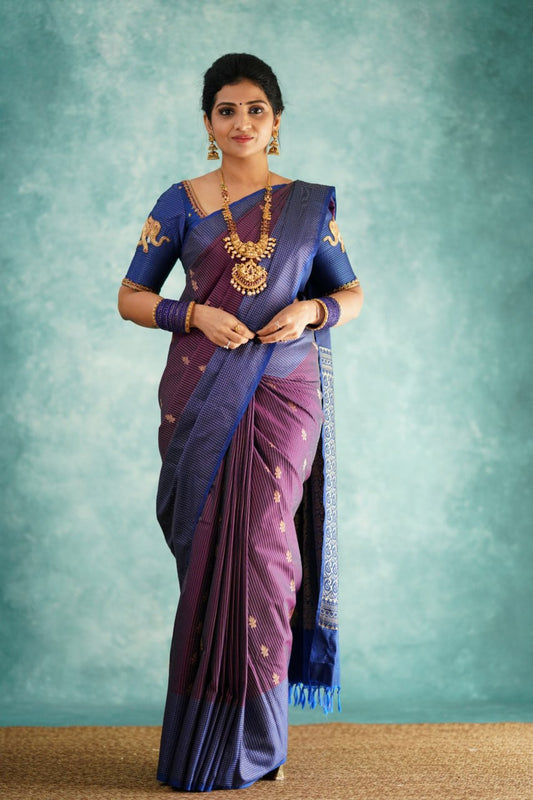 Groovy Royal Purple Paithani Silk Saree With Grandiose Blouse Piece