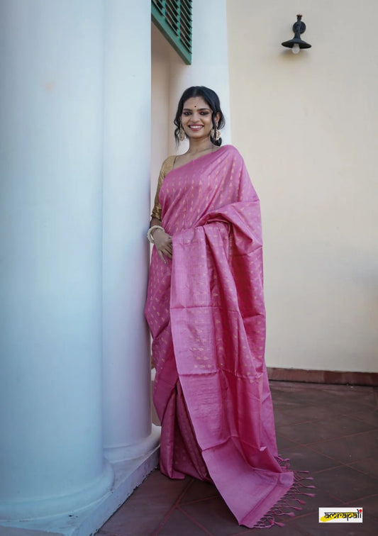 Incomparable Baby Pink Soft Silk Saree With Snazzy Blouse Piece