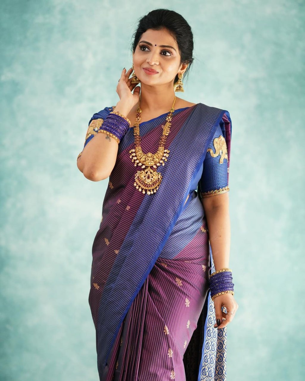 Groovy Royal Purple Paithani Silk Saree With Grandiose Blouse Piece
